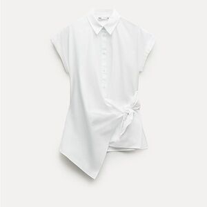 Zara Knotted Poplin Shirt